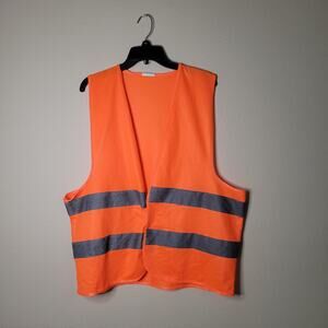 High-Visibility Orange Safety Vest with Reflective Strips